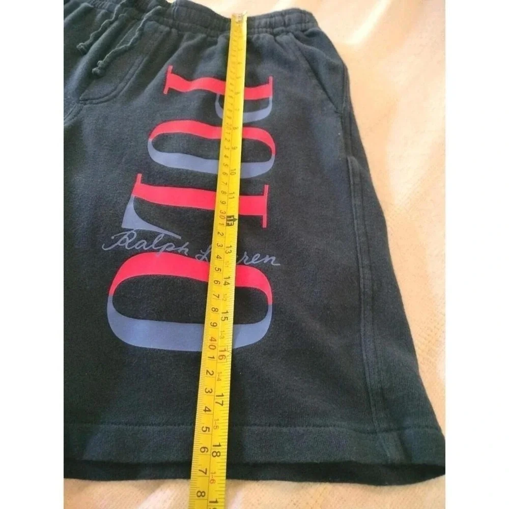 Polo Ralph Lauren‎ Shorts Mens S/Youth XL Navy Blue Terry Fleece Spellout Logo